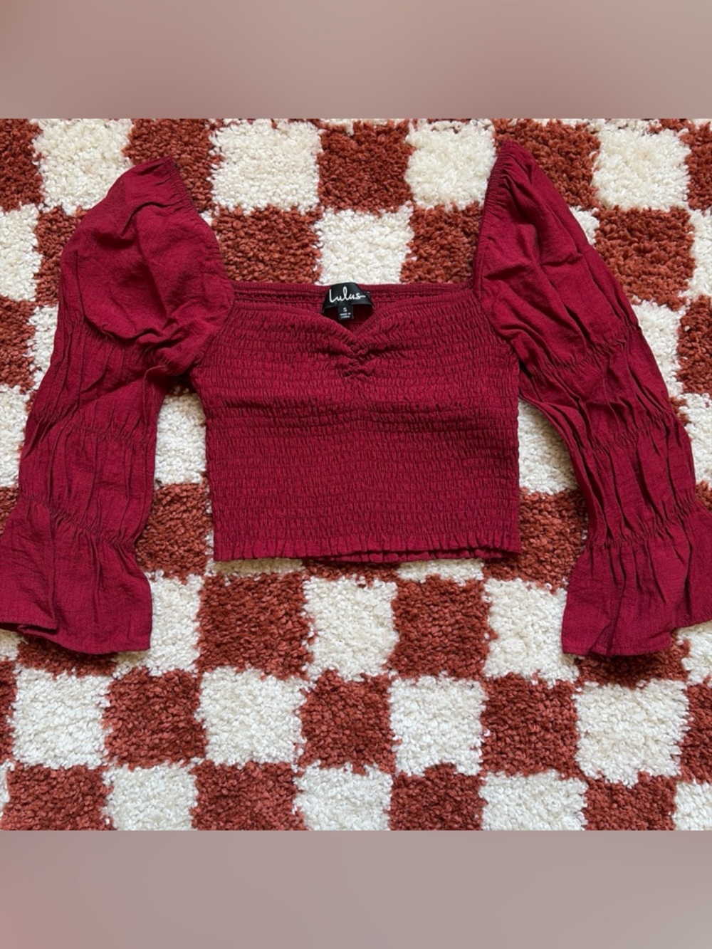 Lulus Smocked Puff Sleeve Crop Top
